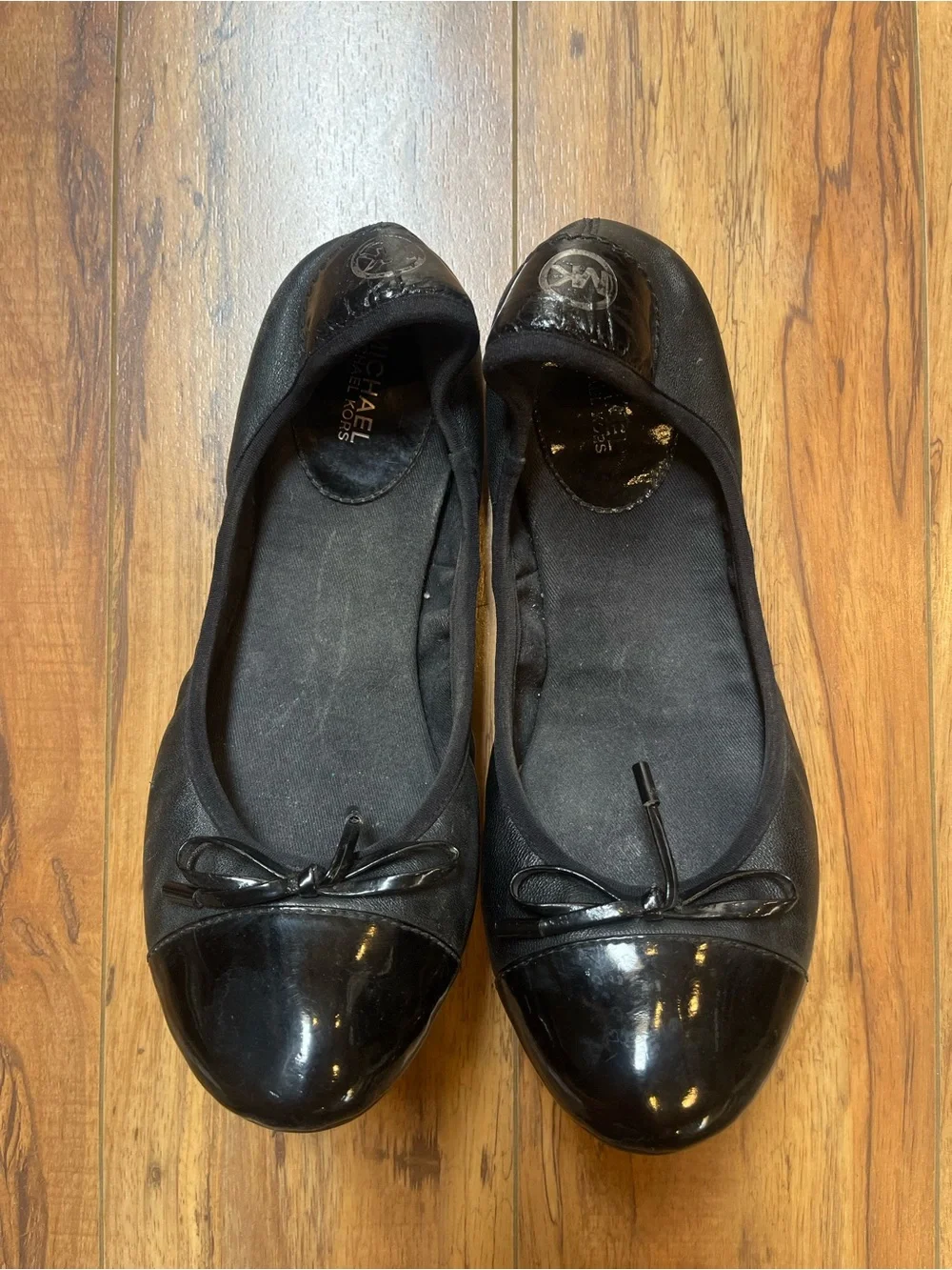 Michael Kors Black Cap Toe City Ballet Flats Fits US 7.5-8